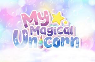 Unicorn icon on magic pastel background vector