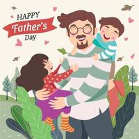 A Father and Two Children Celebrating Father's Day vector