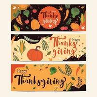 Happy Thanksgiving with Vegetables and Harvest Elements vector