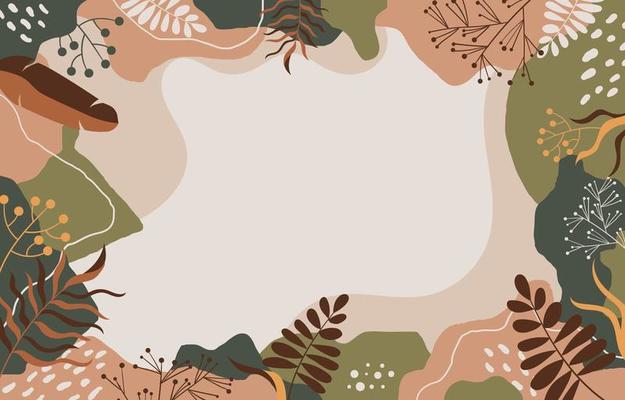 Forest Flora Frame Solid Color Abstract Cream Background