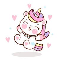 Cute unicorn fairy tale character with hearts vector