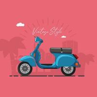 Vintage blue scooter on pink vector