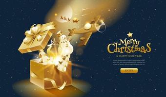 Christmas and New Year golden fantasy landing page vector