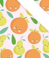 Fondo de patrón de fruta de dibujos animados lindo con banner de esquina vector