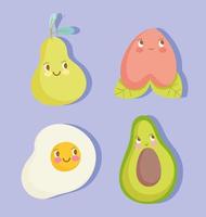 conjunto de iconos de comida de dibujos animados lindo vector