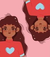 African American young twins portrait vector