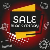 Black Friday sale banner with icons vector