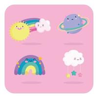 Cute sky elements design vector