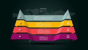 Modern pyramid steps infographic vector