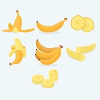 Hand drawn cartoon bananas isolated set vector