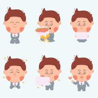 Happy businessman cartoon set vector