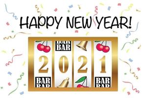 2021 New Years Greeting Card Template with Coin Machine vector