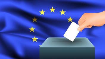 Hand putting ballot into box with EU flag  vector