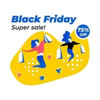 Black Friday Poster with Happy Girls Shopping vector