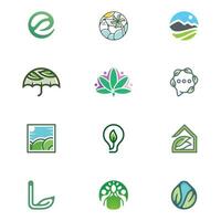 conjunto de logotipo de naturaleza y eco vector