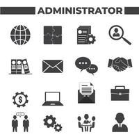 conjunto de 16 iconos de administrador vector