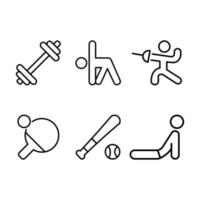 paquete de iconos de línea de yoga de pelota deportiva vector