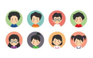 8 Avatar Kids in Circle Frames vector