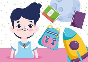 Back to school banner with student boy vector