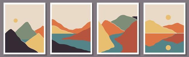 Trendy minimalist abstract landscape set vector