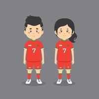 pareja de personajes vistiendo traje de fútbol vector