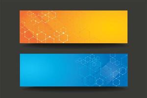 conjunto de banner degradado de línea hexagonal moderno vector