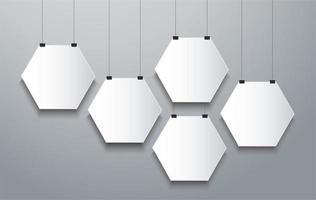 Hanging hexagon frame picture set vector