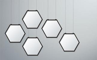 conjunto de cuadros de marco hexagonal colgante vector