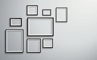 Set of white photo frames on the wall Royalty Free Vector