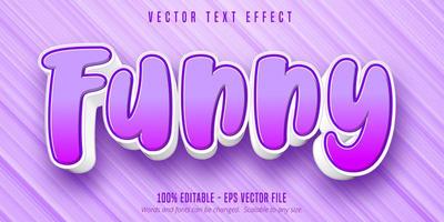 Funny purple cartoon style editable text effect vector