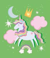 unicornio mágico con elementos celestiales. vector