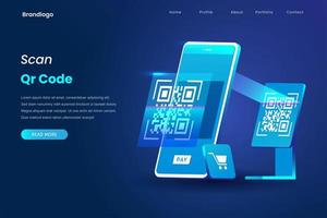 QR code payment landing page vector