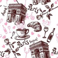 Hand drawn Paris seamless pattern vector