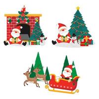 Merry Christmas set with Santa Claus vector