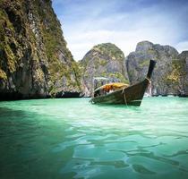 Thailand beach on tropical island. Beautiful travel background photo