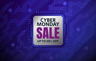 fondo cyber monday con cpu pcb estética vector