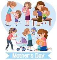 Template design for happy mother's day with mother and kids vector