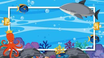 Border template with underwater scene vector