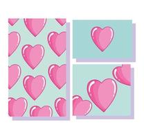 Love romantic hearts cartoon decoration banners  vector