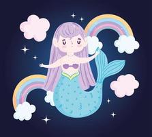 Cute little mermaid with rainbows vector