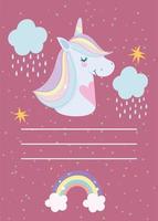 Writing paper with magic unicorn head vector