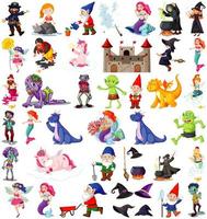 Set of fantasy characters theme isolated on white background vector