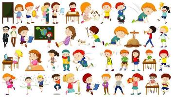 conjunto de personaje de dibujos animados para niños vector