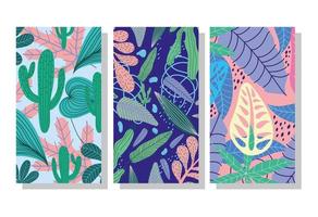 Set of tropical pattern banners vector