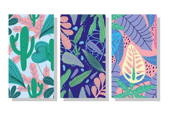 Set of tropical pattern banners