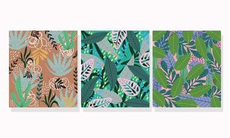 Set of tropical pattern backgrounds vector