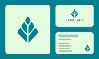 Leaf business card template with simple shape vector