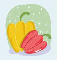 Fresh food vegetable menu. Red and yellow peppers  vector