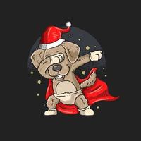 Cute Santa pug dabbing vector