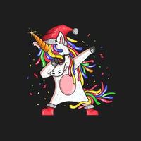 Dabbing unicorn Christmas graphic vector